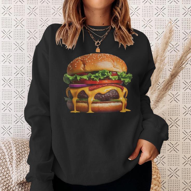 美味しそうなハンバーガー スウェットシャツ 彼女への贈り物