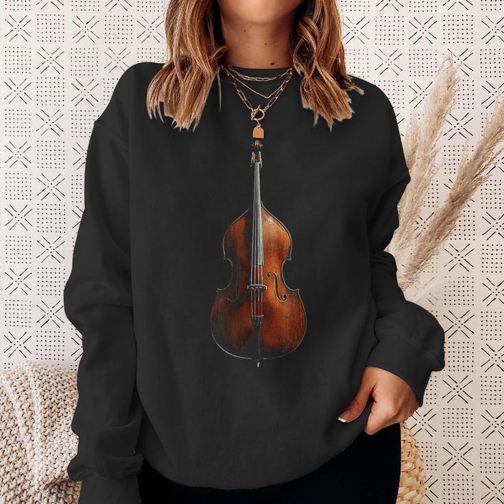 重低音 楽器 モチーフ 作品 コントラバス スウェットシャツ 彼女への贈り物