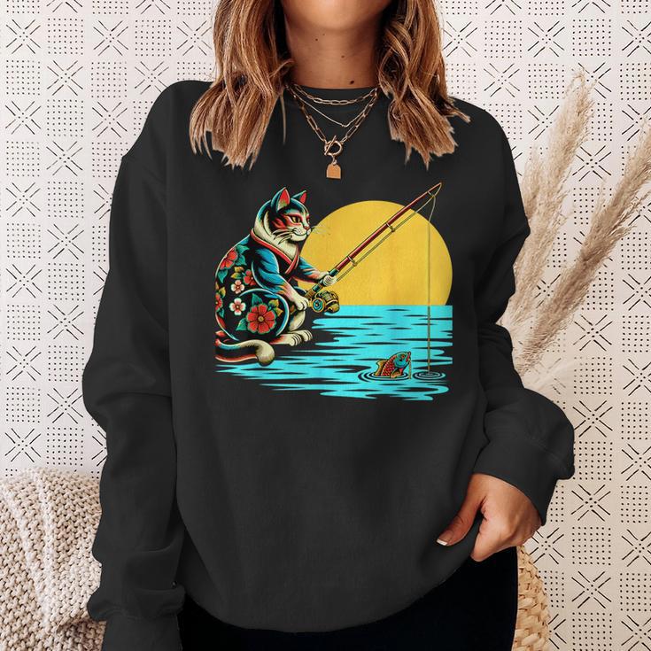 釣り 猫 面白いtシャツ 釣りバカ 釣り人 メンズ おもしろ ネタ 面白い 服 オリジナル 海釣り 川釣り スウェットシャツ 彼女への贈り物