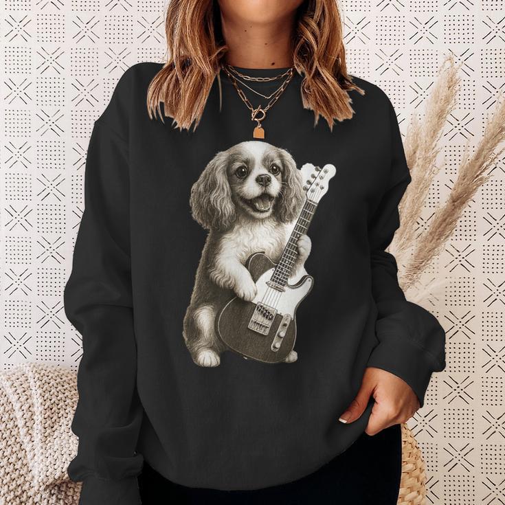 面白いtシャツ キャバリア 犬 ギター イヌ メンズ 犬好き グッズ かわいい おもしろ 面白い 服 ネタ スウェットシャツ 彼女への贈り物