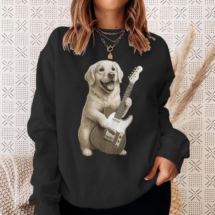面白いtシャツ ゴールデンレトリバー 犬 ギター イヌ メンズ グッズ かわいい おもしろ 面白い 服 ネタ スウェットシャツ 彼女への贈り物