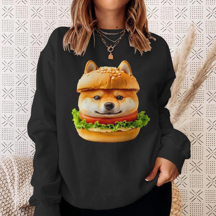 面白いtシャツ 柴犬 犬 イヌ ハンバーガー メンズ 犬好き グッズ かわいい おもしろ 面白い 服 ネタ 長袖tシャツ スウェットシャツ 彼女への贈り物