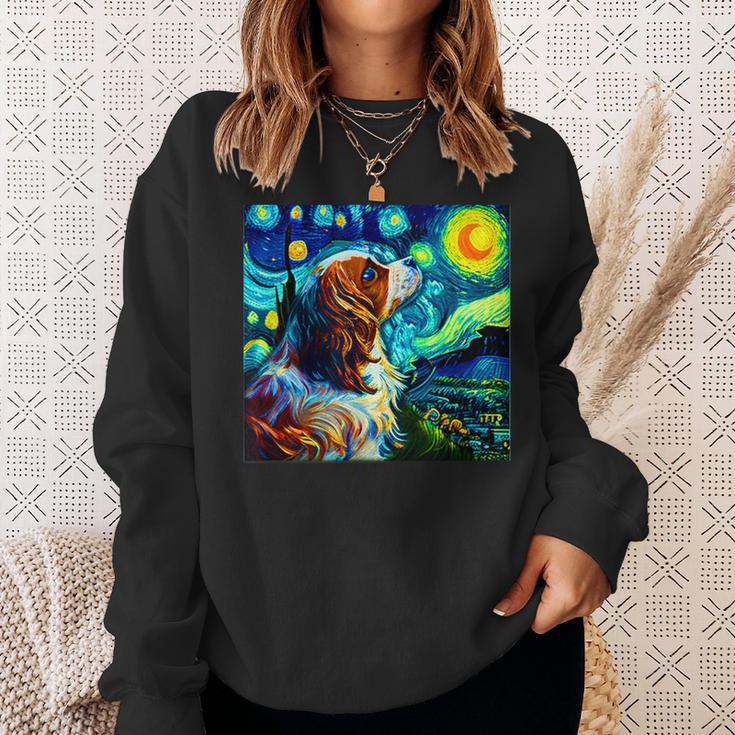 面白いtシャツ 犬 キャバリア ゴッホ 星月夜 わんこ メンズ おもしろ グッズ 服 かわいい スウェットシャツ 彼女への贈り物