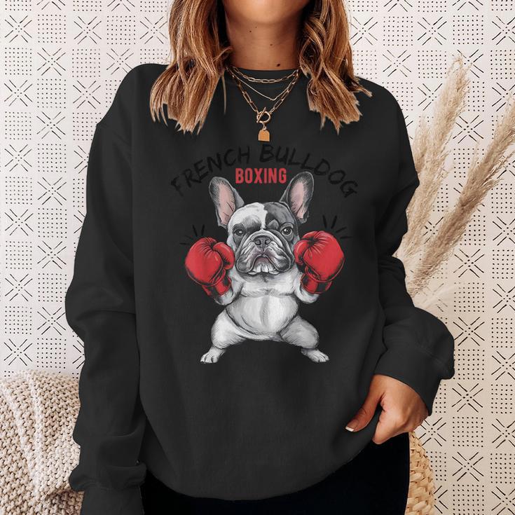 面白いフレンチブルドッグ ボクシング愛好家 ペット 犬 ボクシンググローブ スウェットシャツ 彼女への贈り物