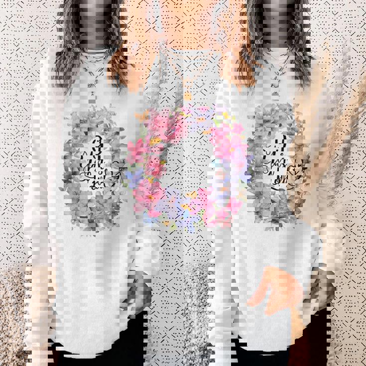 91 Years Loved 91歳の誕生日 フローラルリース ナインティワン スウェットシャツ 彼女への贈り物