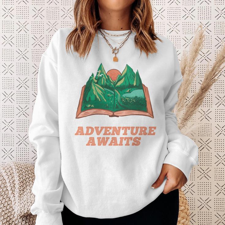 Adventure Awaits a Idea For Book Lovers Sweatshirt Gifts for Her
