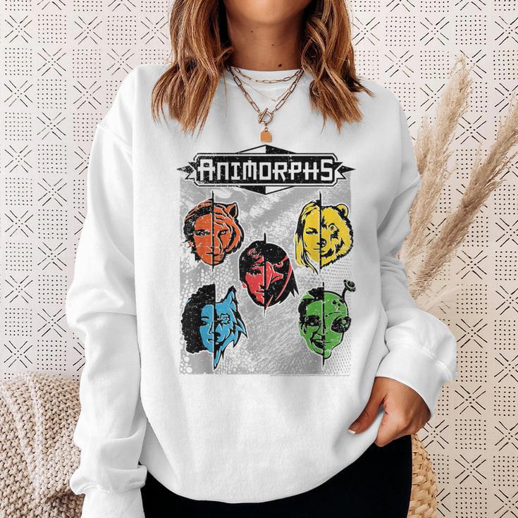 Animorphs Split Face Character Colorful Grid Book Series Sweatshirt Gifts for Her