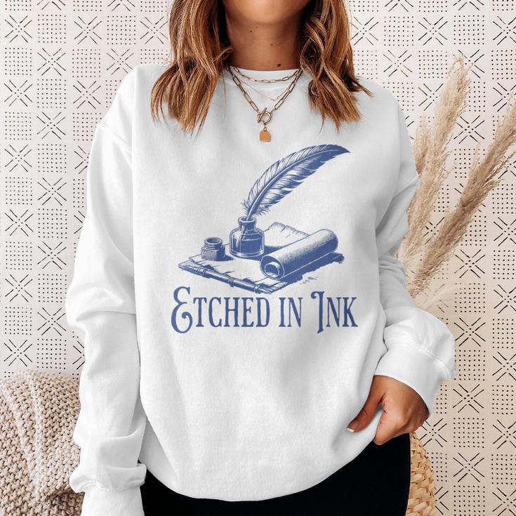 Author Writer Dark Academia Etched In Ink Book Library Sweatshirt Gifts for Her