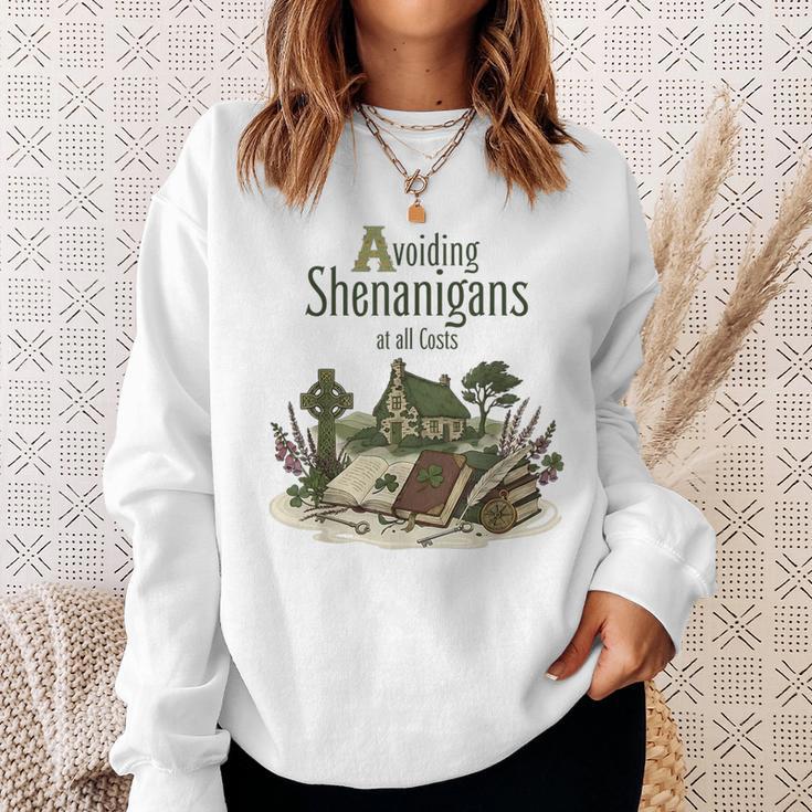 Avoiding Shenanigans Irish St Patricks Day Book Reader Sweatshirt Gifts for Her