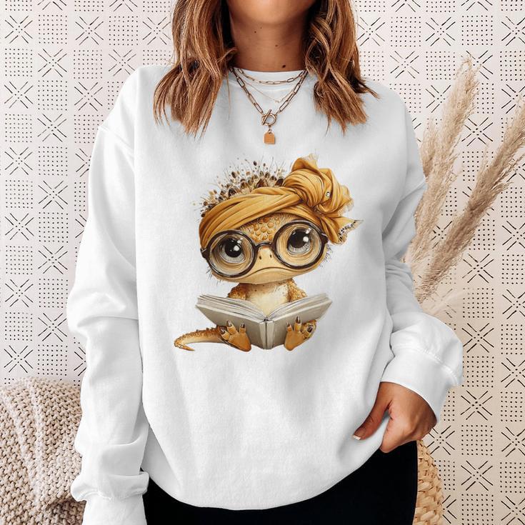 Baby Lizard Open Book Reading Reptile Graphic Portrait Round Premium Tri-Blend Sweatshirt Gifts for Her Baby Lizard Open Book Reading Reptile Graphic Portrait Round Premium Tri-Blend Sweatshirt Gifts for Her
