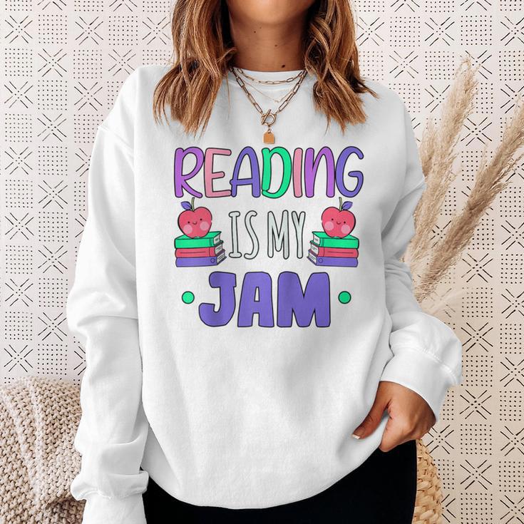 Back To School Book Reader Reading Is My Jam Bookworm Raglan Baseball Tee Sweatshirt Gifts for Her