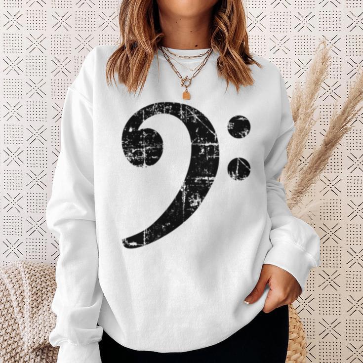 Bass Clef ビンテージブラック左 ベースプレイヤー 長袖tシャツ スウェットシャツ 彼女への贈り物