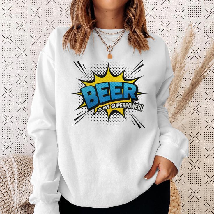 Beer Is My Superpower Comic Book Sweatshirt Gifts for Her