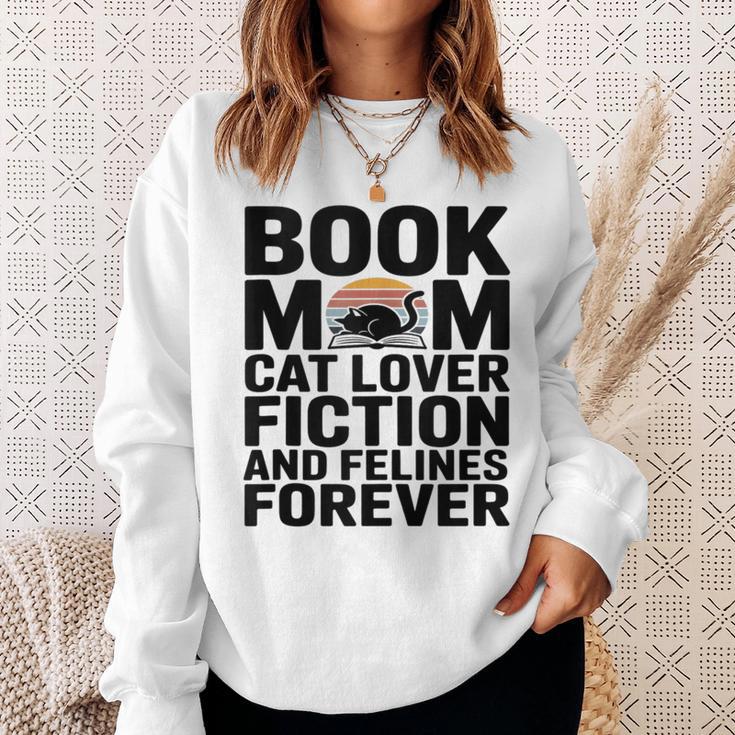 Book Mom Cat Lover Fiction And Felines Forever Sweatshirt Gifts for Her