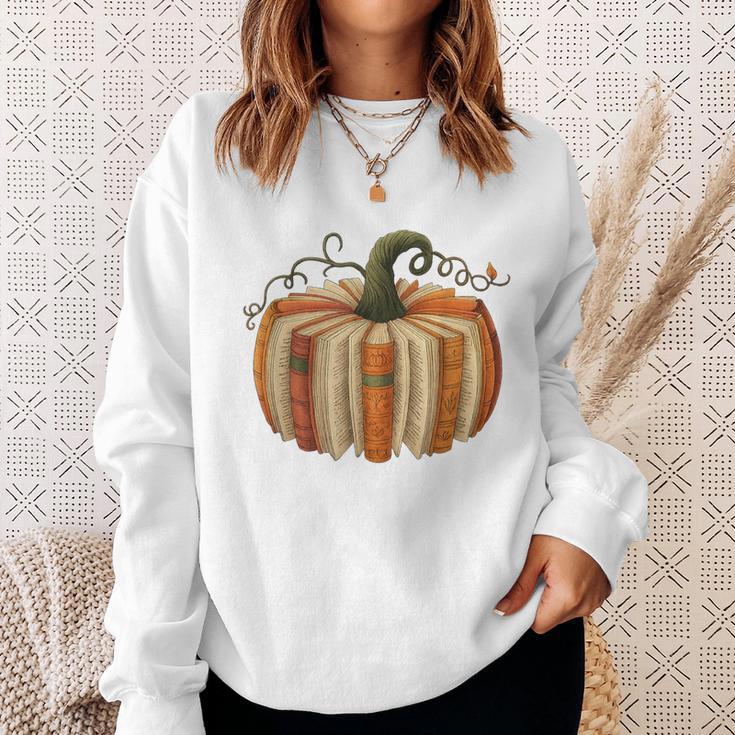 Book Pumpkin Autumn Halloween Literary Readers Sweatshirt Gifts for Her