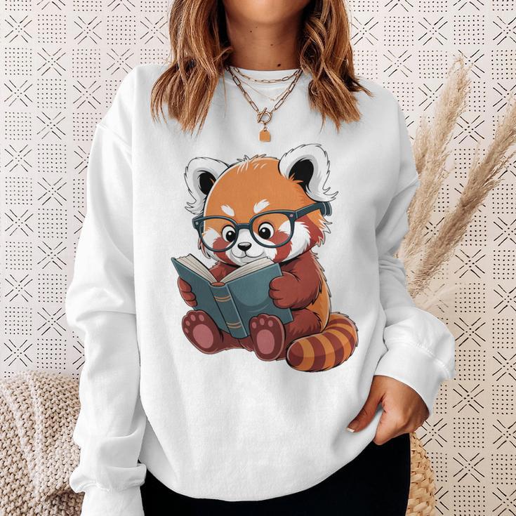 Book Reading Red Panda Reader Animal Cute Red Panda Premium Tri-Blend Sweatshirt Gifts for Her