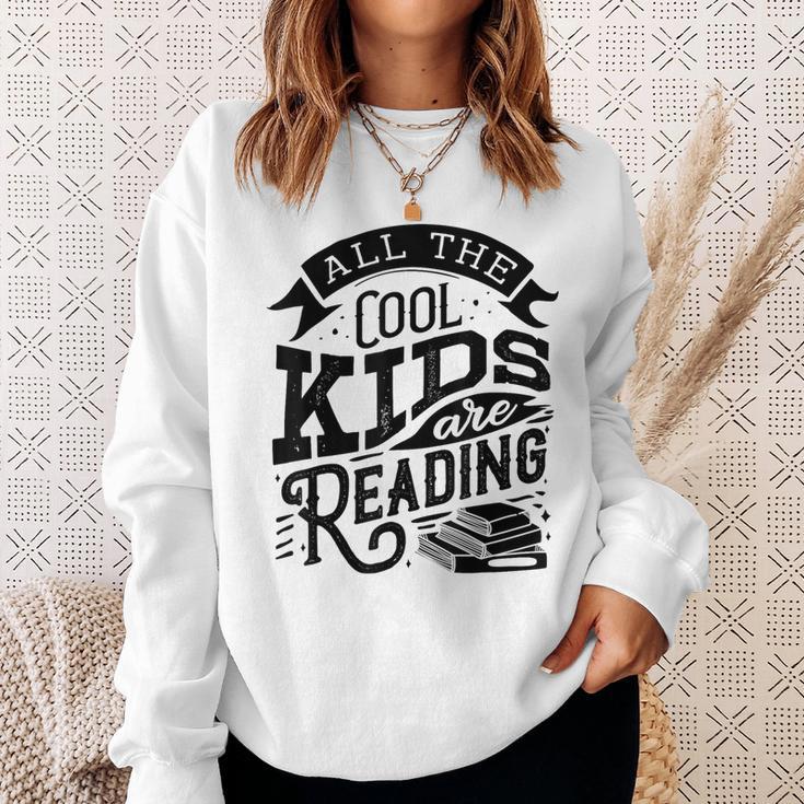 Book Reading Graphic Women Kids Book Lovers Librarian Sweatshirt Gifts for Her