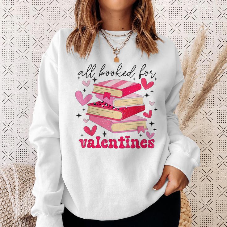 All Booked For Valentines Book Lovers Pink Valentine's Day Sweatshirt Gifts for Her