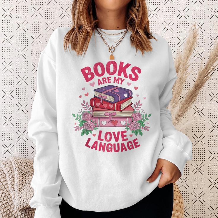Books Are My Love Language Retro Bookish Pink Valentine Sweatshirt Gifts for Her Books Are My Love Language Retro Bookish Pink Valentine Sweatshirt Gifts for Her
