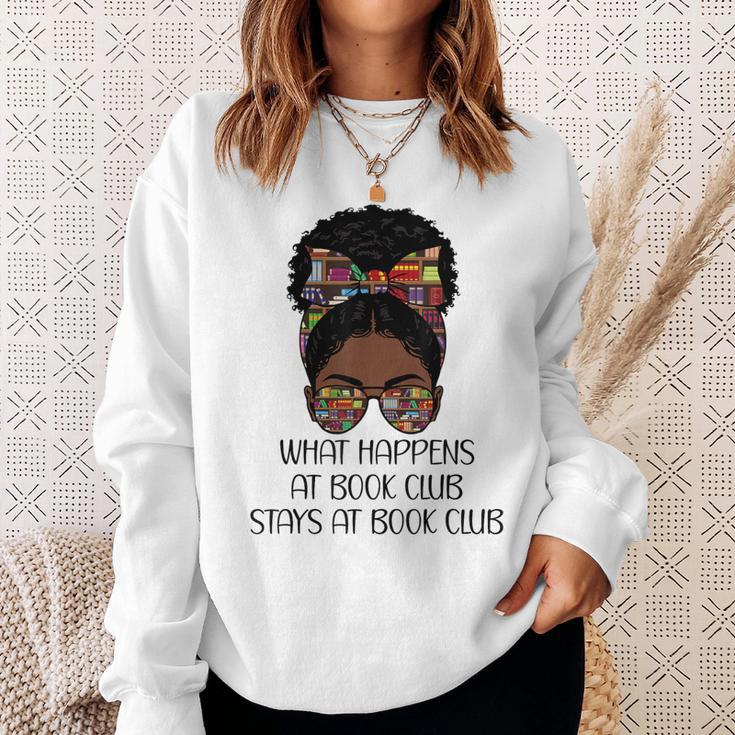 Books Lovers What Happens At Book Club Stays Black Women Sweatshirt Gifts for Her