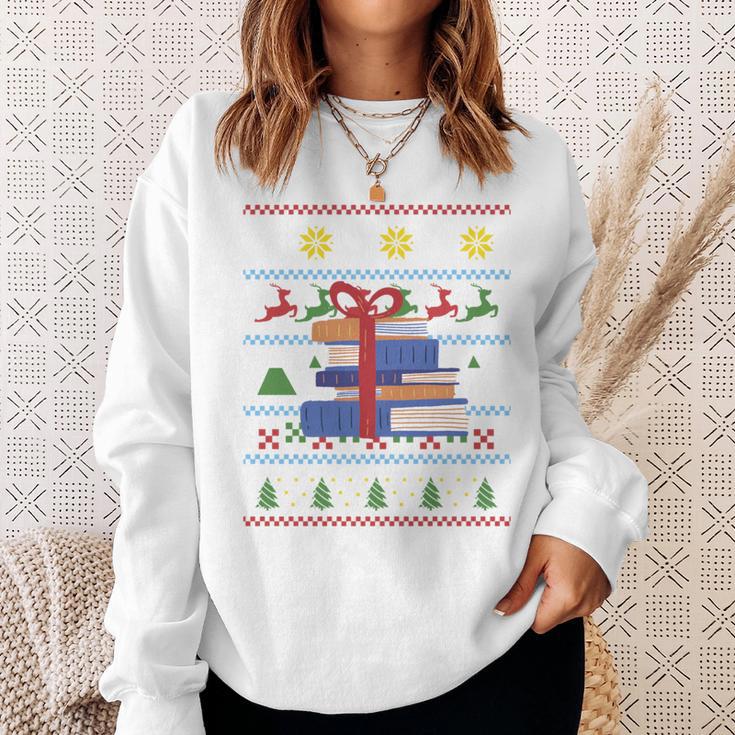 Books Reading Ugly Christmas Book Lover Sweatshirt Gifts for Her