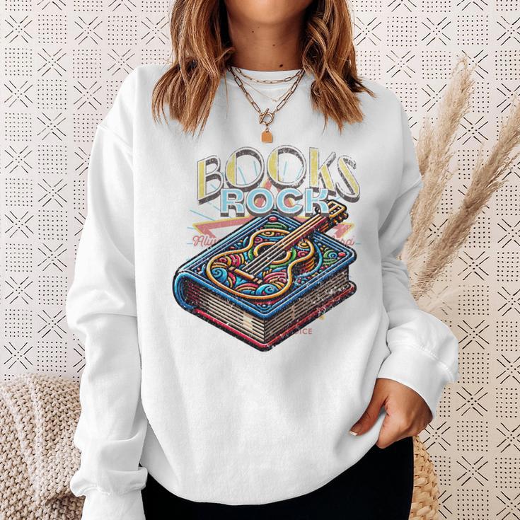Books Rock Rock'n Roll Science Of Reading Teachers Guitar Sweatshirt Gifts for Her Books Rock Rock'n Roll Science Of Reading Teachers Guitar Sweatshirt Gifts for Her