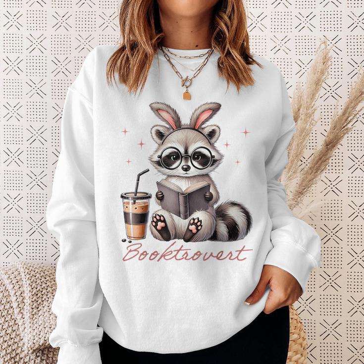 Booktrovert Raccoon Reading Book Iced Coffee Lover Sweatshirt Gifts for Her Booktrovert Raccoon Reading Book Iced Coffee Lover Sweatshirt Gifts for Her