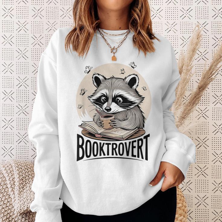 Booktrovert Raccoon Reading And Coffee For Book Lover Sweatshirt Gifts for Her