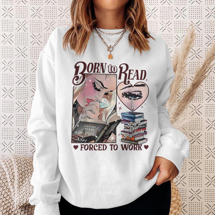 Born To Read Forced To Work Booklover -Adults Book Lovers Casual Grey Small Sweatshirt Gifts for Her