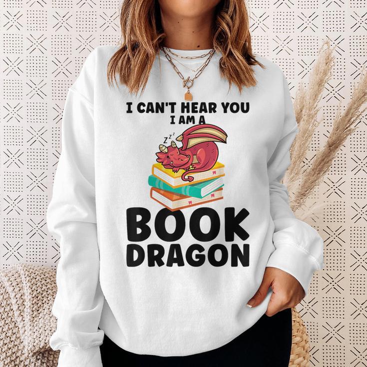 I Can't Hear You I Am a Book Dragon Reading Book Sweatshirt Gifts for Her I Can't Hear You I Am a Book Dragon Reading Book Sweatshirt Gifts for Her