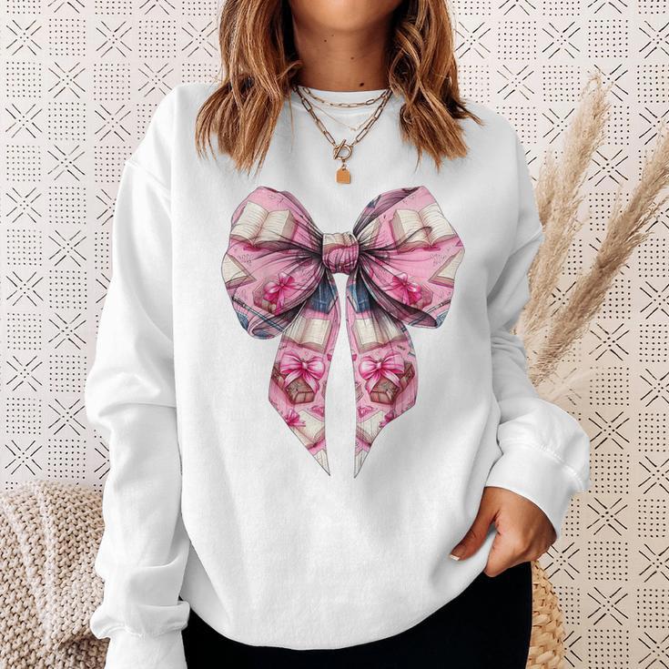 Coquette Bow Bookworm Book Reader Reading Books Pattern Girl Sweatshirt Gifts for Her