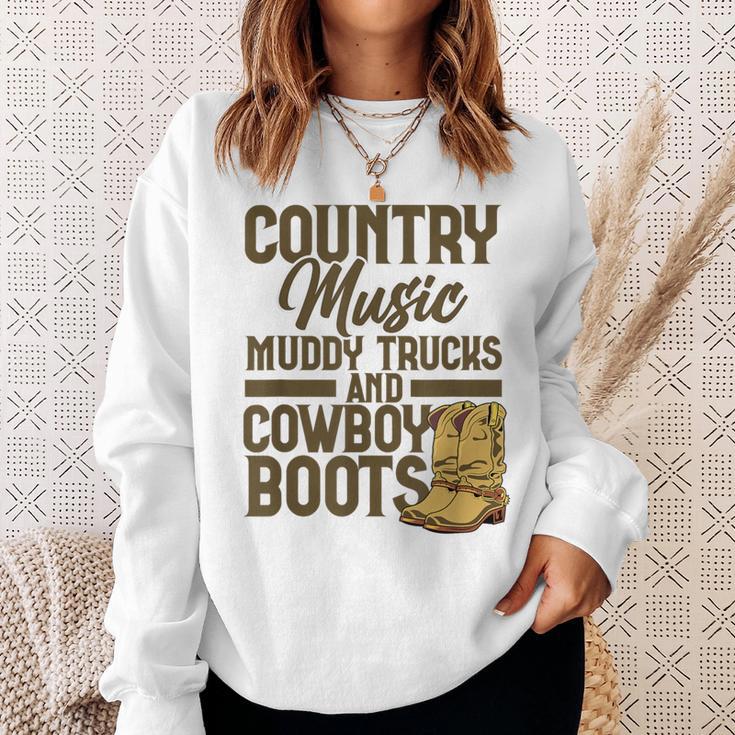 Country Music マディトラックとカウボーイブーツ ウェスタンusa スウェットシャツ 彼女への贈り物