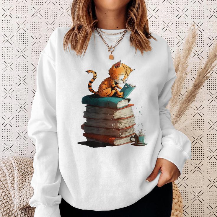Cute Cat Lovers Book Lovers For Women And Men Sweatshirt Gifts for Her