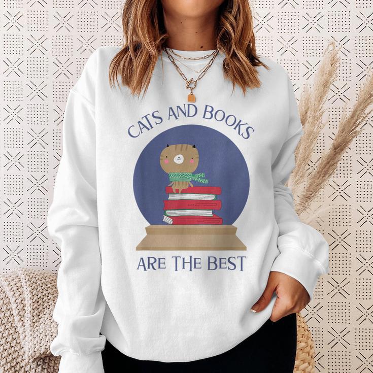 Cute CATS AND BOOKS ARE THE BEST SNOW GLOBE Sweatshirt Gifts for Her