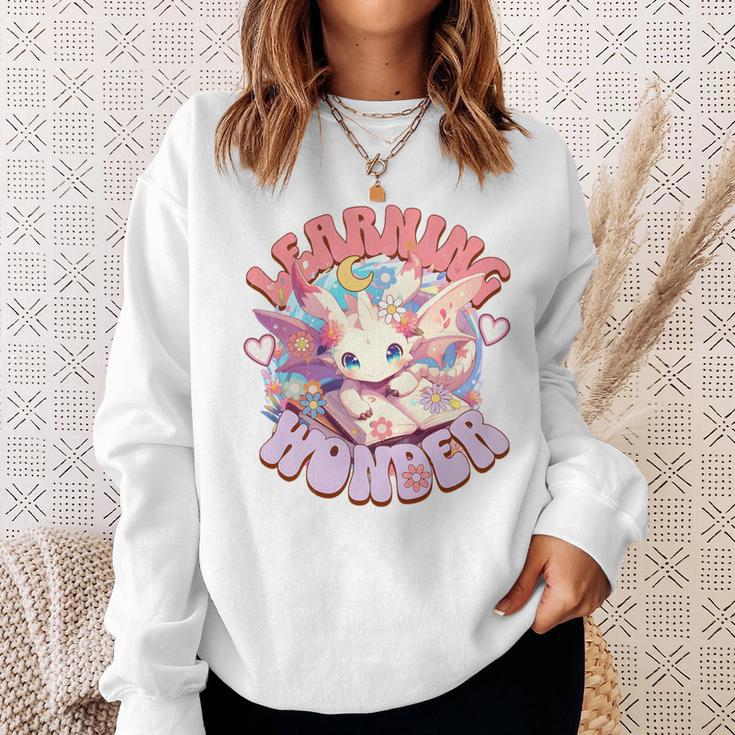 Cute Dragon Learning Wonder Bookworm Girls Books & Dragons Premium Tri-Blend Sweatshirt Gifts for Her