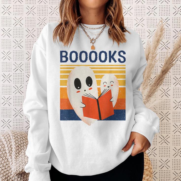 Cute Ghost Book Reading Halloween Teacher Puns Booooks Men Women Kids Sweatshirt Gifts for Her