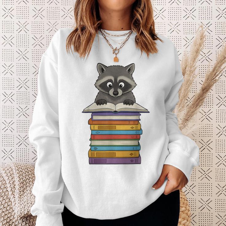 Cute Raccoon Reading On Pile Of Books Sweatshirt Gifts for Her Cute Raccoon Reading On Pile Of Books Sweatshirt Gifts for Her