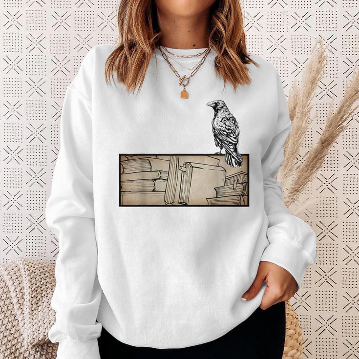 Dark Academia Aesthetic Raven Crow Soft Grunge Books Sweatshirt Gifts for Her