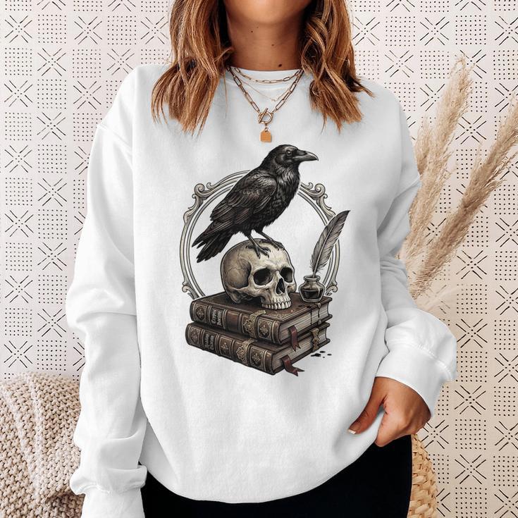 Dark Academia Raven Skull Books Sweatshirt Gifts for Her Dark Academia Raven Skull Books Sweatshirt Gifts for Her