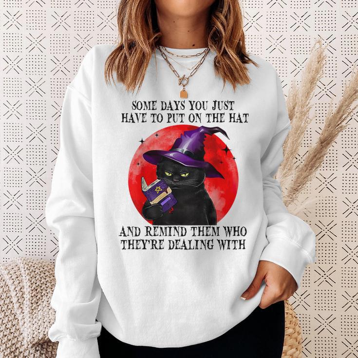 Some Days You Just Have To But On Cat Witch Reading Book Sweatshirt Gifts for Her