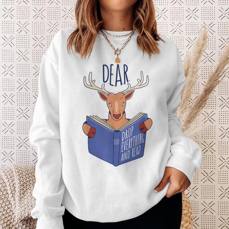 Dear Drop Everything And Read Book Reading Pun Graphic Sweatshirt Gifts for Her