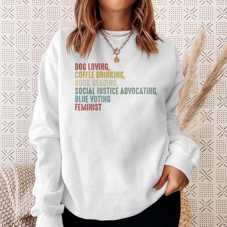 Dog Loving Coffee Drinking Book Reading Social Justice Premium Tri-Blend Sweatshirt Gifts for Her