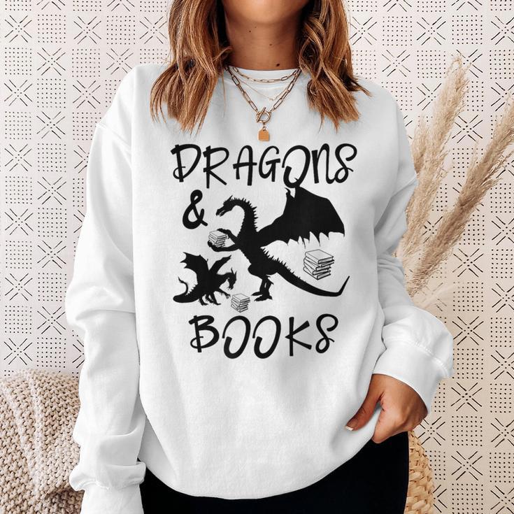 Dragons & Books Reading Sweatshirt Gifts for Her