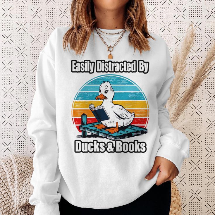 Ducks Books Lover Easily Distracted By Ducks & Books Sweatshirt Gifts for Her