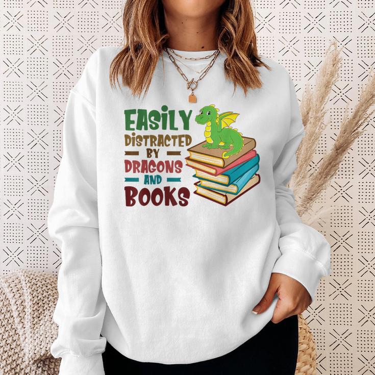 Easily Distracted By Dragons And Books Book Nerd Reading Sweatshirt Gifts for Her Easily Distracted By Dragons And Books Book Nerd Reading Sweatshirt Gifts for Her