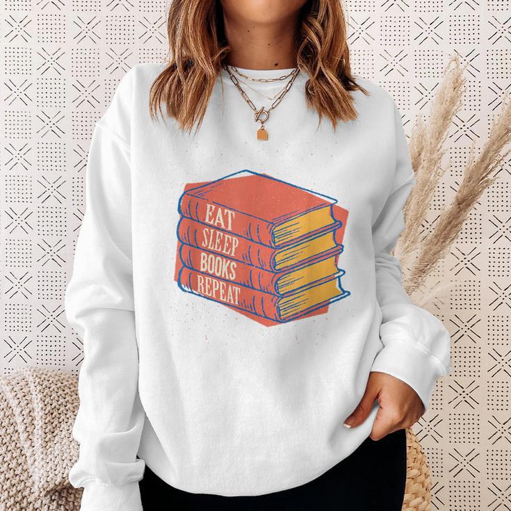 Eat Sleep Books Repeat Book Lover Reading Bookworm Teacher Sweatshirt Gifts for Her