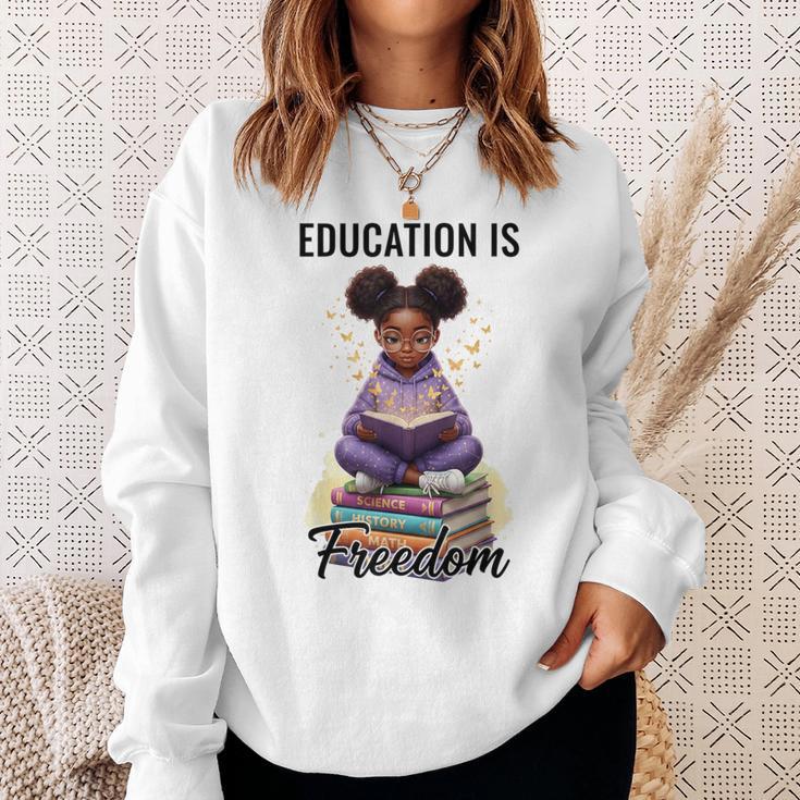 Education Is Freedom African American Girl Reading Book Sweatshirt Gifts for Her