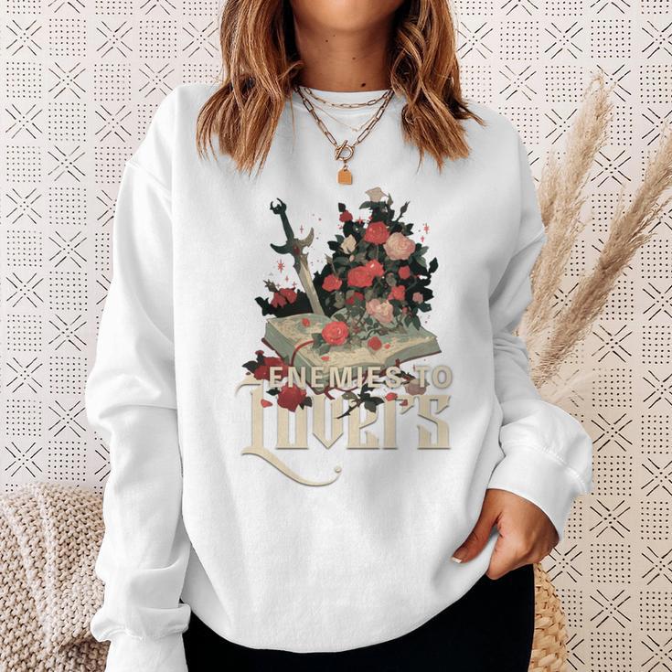 Enemies To Lovers Book Reader Roses Bookish Booktok Retro Sweatshirt Gifts for Her