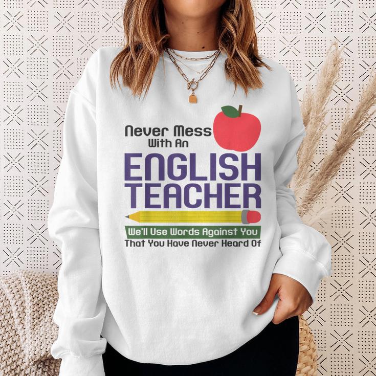 English Teacher Humor Reading Books Vocabulary Grammar Sweatshirt Gifts for Her