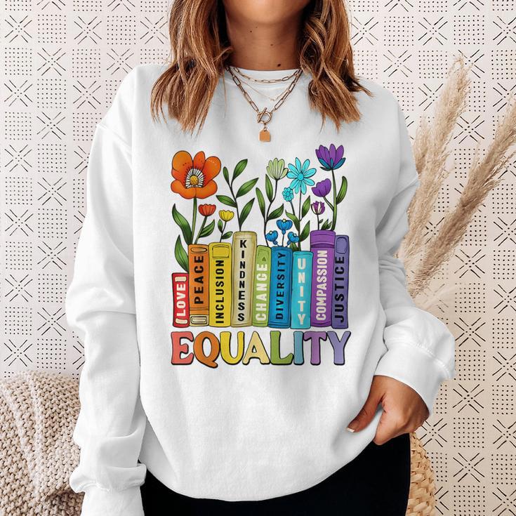 Equality Books Wildflower Rainbow LGBT Lesbian Gay Pride Sweatshirt Gifts for Her Equality Books Wildflower Rainbow LGBT Lesbian Gay Pride Sweatshirt Gifts for Her